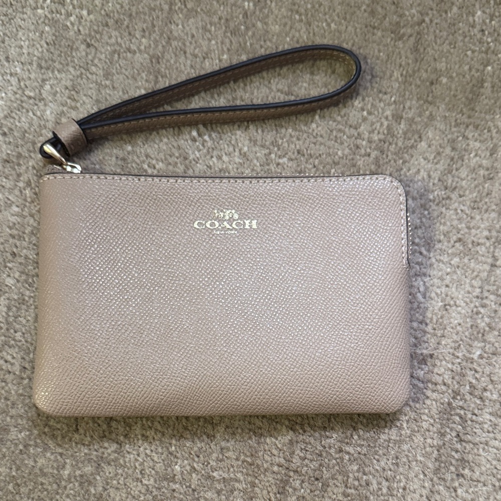 Coach Beige Wristlet with Strap